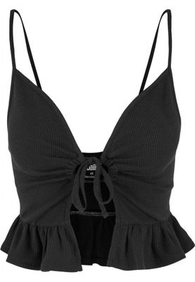 Spaghetti-strap peplum top with tie
