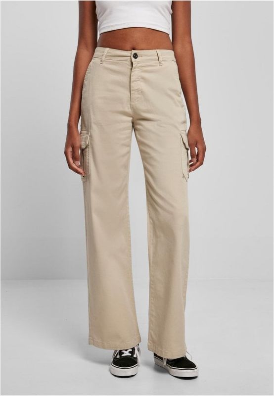 Ladies High Waist Straight Cargo Pants