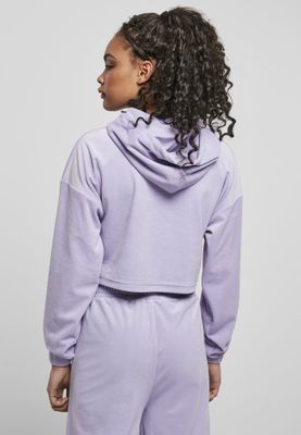 Ladies Cropped Velvet Oversized Hoody