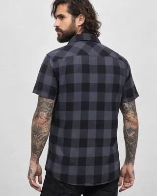 Short-sleeved flannel shirt gray/black