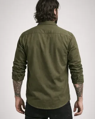 Olive long sleeve flannel shirt men