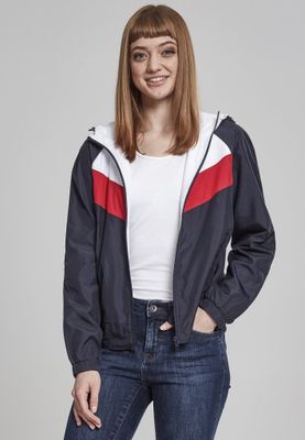 Three-color windbreaker with hood lady
