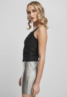 Square ribbed black lady top