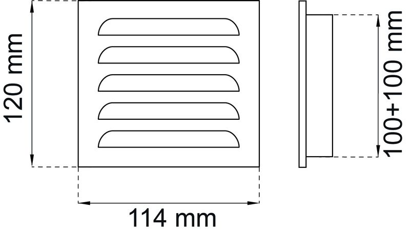 Ventilgaller 100x100 mm med nät, förzinkat 