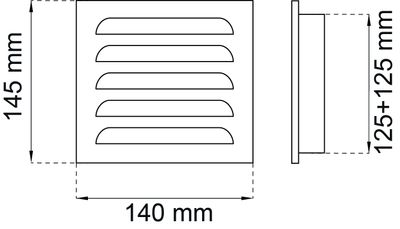 Ventilgaller 125x125 mm med nät, förzinkat