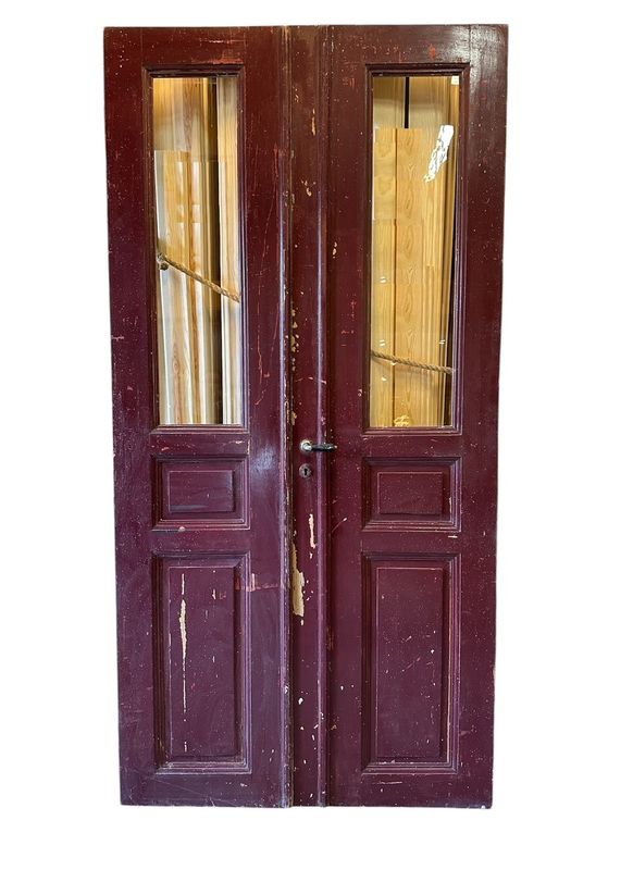 Pardörr med 2 speglar + glas, 117x237 cm, utan karm