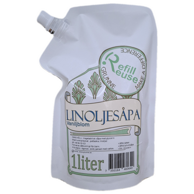 Linoljesåpa Refill Vaniljblom 1L, Grunne