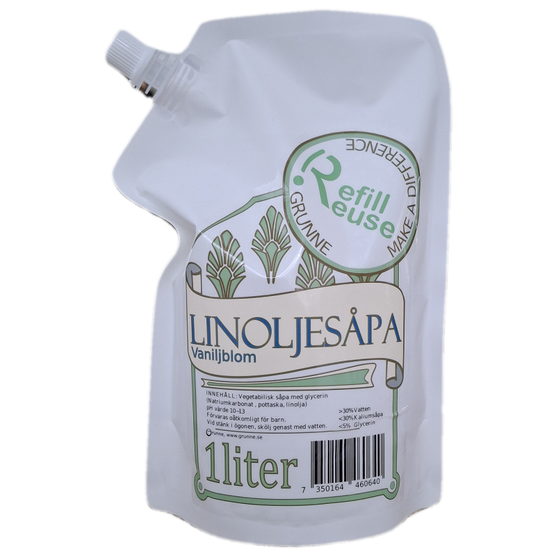 Linoljesåpa Refill Vaniljblom 1L, Grunne