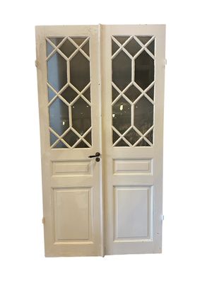 Pardörr med 2 speglar + glas, 124,5x234 cm, utan karm