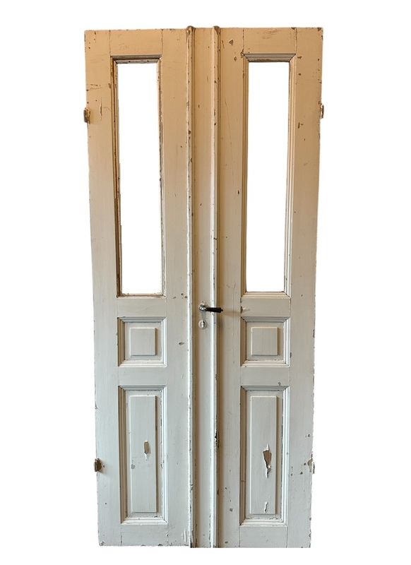 Pardörr med 2 speglar + glas, 103x237 cm, utan karm