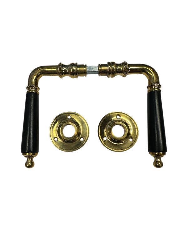 Dörrtrycke pärlrand mässing m. rosett