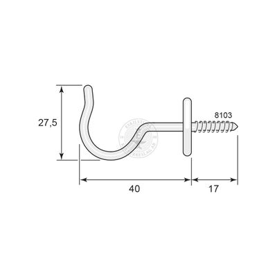 Trådkrok 8103 40 mm N