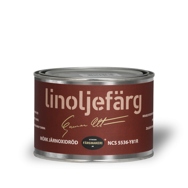 1A-222 Mörk Järnoxidröd Linoljefärg 0,5L