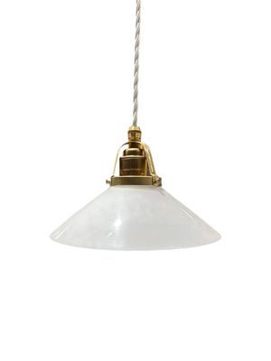 Skomakarlampa, vit tvinnad sladd, 20 cm skärm