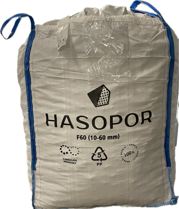 Hasopor Skumglas F60 10-60mm 1,5m3 storsäck (beställningsvara)