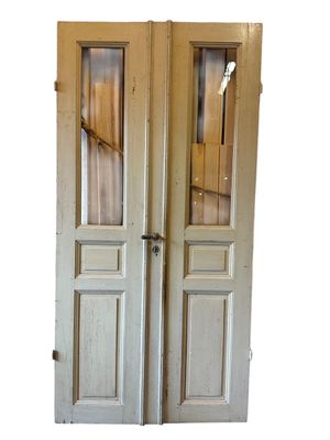 Pardörr med 2 speglar + glas, 117x237 cm, utan karm