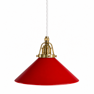 Skomakarlampa röd, vit tvinnad sladd, 25 cm skärm