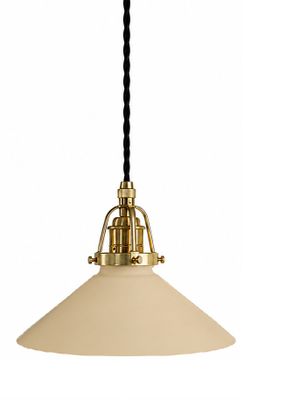 Skomakarlampa varmgrå, svart tvinnad sladd, 20 cm skärm