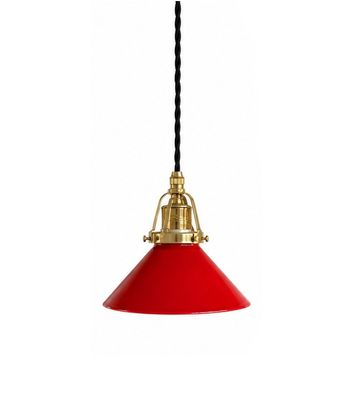 Skomakarlampa röd, svart tvinnad sladd, 15 cm skärm