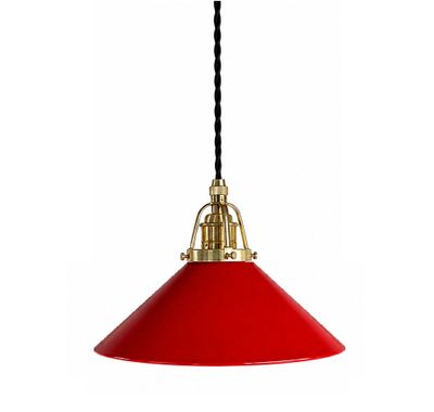 Skomakarlampa röd, svart tvinnad sladd, 25 cm skärm