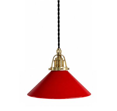 Skomakarlampa röd, svart tvinnad sladd, 20 cm skärm
