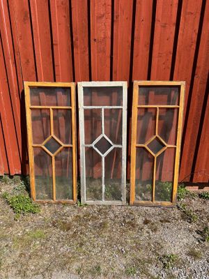 Verandafönster ca 47x123,5 cm, blå romb