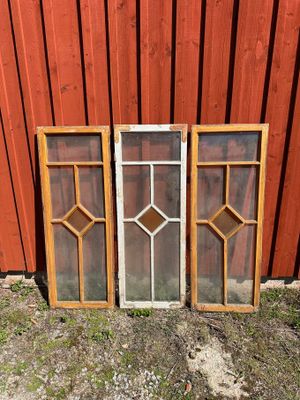 Verandafönster ca 45,5x123,5 cm, gul romb