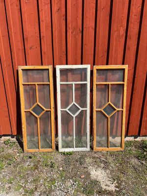 Verandafönster ca 45,5x123,5 cm, blå romb