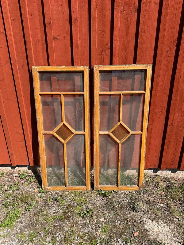 Verandafönster ca 50x123,5 cm, gul romb