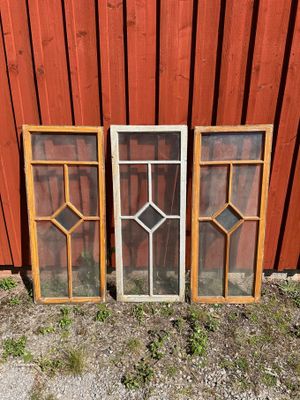 Verandafönster ca 50x123,5 cm, blå romb