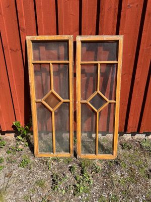 Verandafönster ca 43x123,5 cm, gul & blå romb