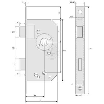 Klosettlås WC 5222 Rak stolpe höger