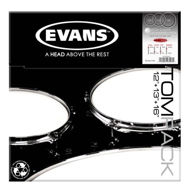 Evans ETP-EC2SCLR-S skinnpaket EC2S Clear Standard (12", 13", 16")