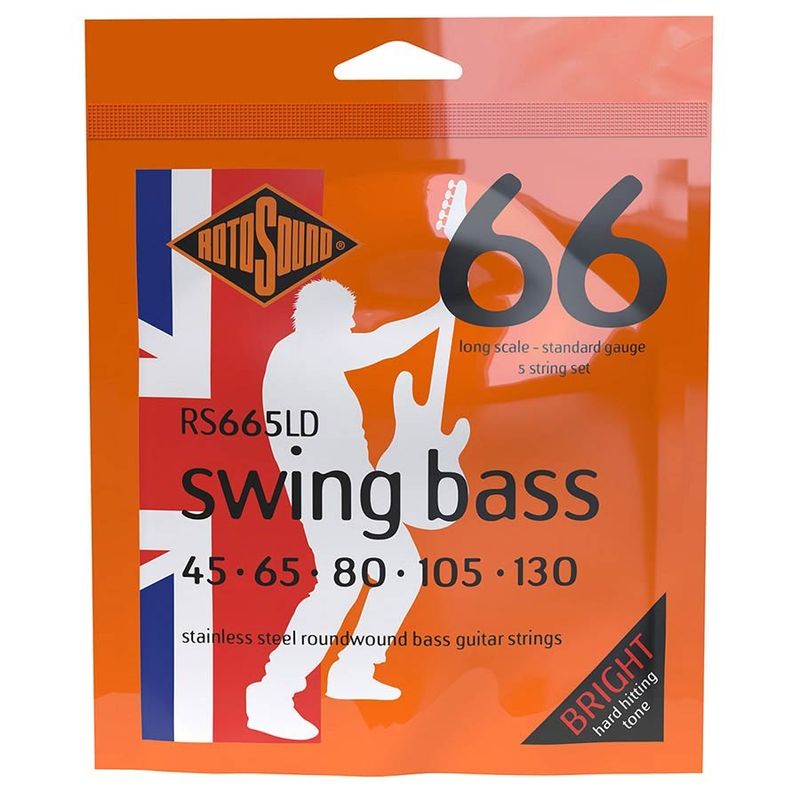 Rotosound RS665LD Swing Bass 66 elbassträngar 5-strängad, rostfritt stål 45–130, standard
