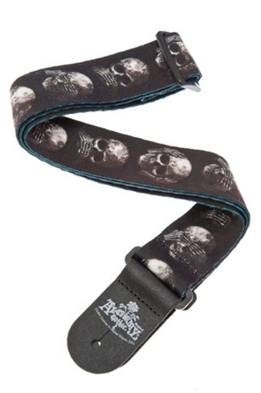 D'Addario 50AL01 Axelband Alchemy Gothic 50 mm Woven-Muted Skulls