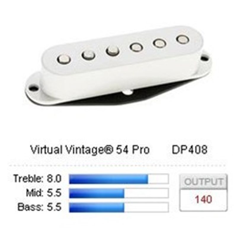 DiMarzio Virtual Vintage 54 Pro DP408 single coil för Strat, vit