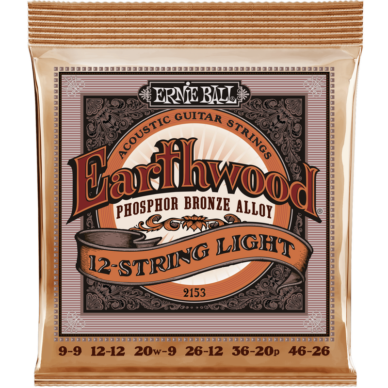 Ernie Ball 2153 Earthwood Phosphor Bronze 12-Stringed Light akustiska gitarrsträngar