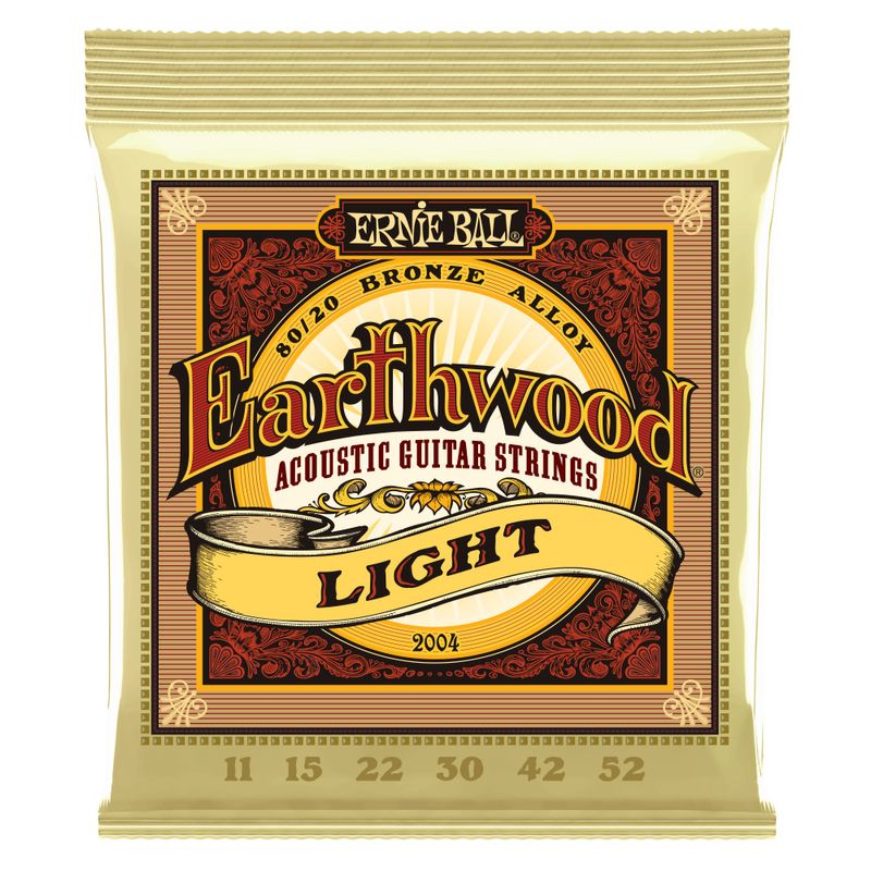 Ernie Ball 2004 Earthwood 80/20 Light akustiska gitarrsträngar 11–52