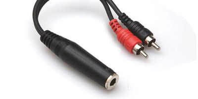 Hosa YPR-257 stereo-breakoutkabel, 6,3 mm stereotele hona – 2 × RCA
