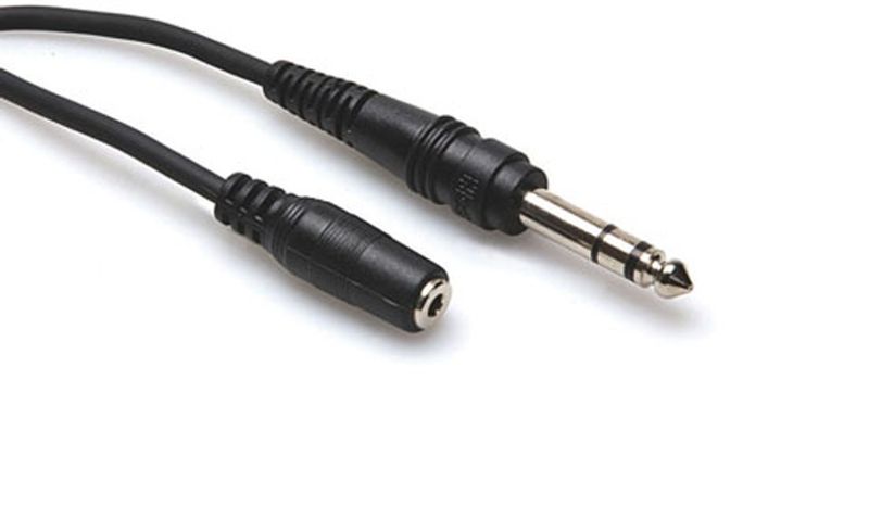 Hosa MHE-325 adapterkabel för hörlurar, 3,5 mm stereo – 6,3 mm stereotele, 7,5 m