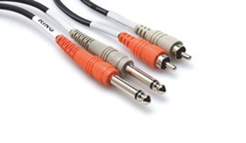 Hosa CPR-202 stereokabel, 2 × 6,3 mm tele – 2 × RCA, 2 m