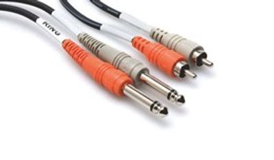 Hosa CPR-204 stereokabel, 2 × 6,3 mm tele – 2 × RCA, 4 m