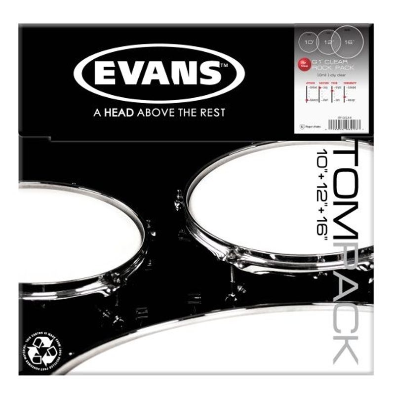 Evans ETP-G1CLR-R skinnpaket Genera G1 Clear Rock (10", 12", 16")