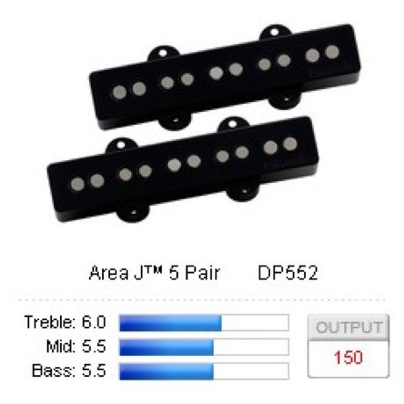 DiMarzio Area J 5 Pair DP552 basmickset, 5-strängad, svart