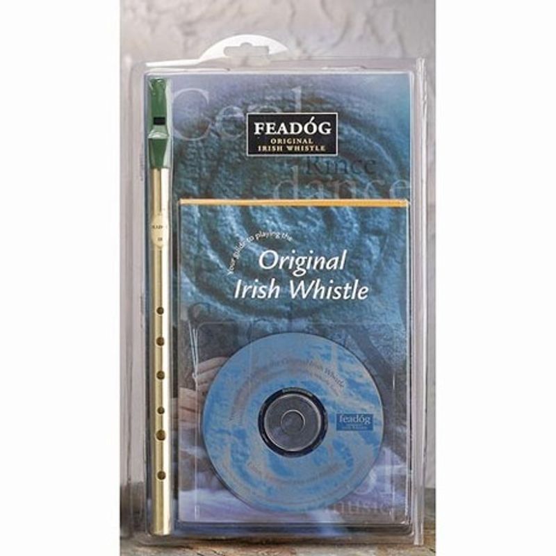 Feadog FW03 Tin whistle D, mässing, med bok och CD