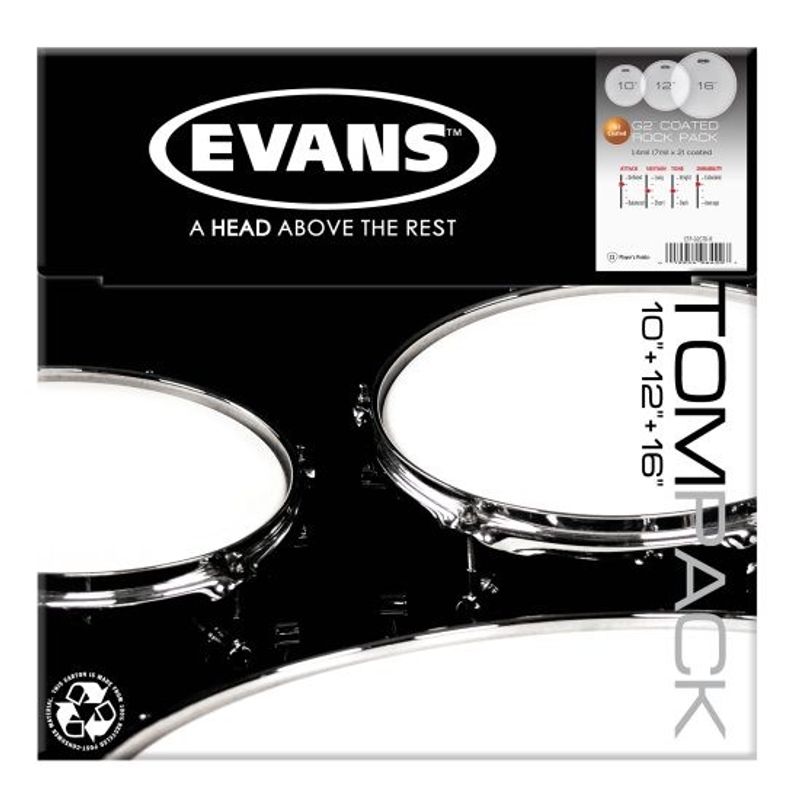 Evans ETP-G2CTD-R skinnpaket Genera G2 Coated Rock (10", 12", 16")