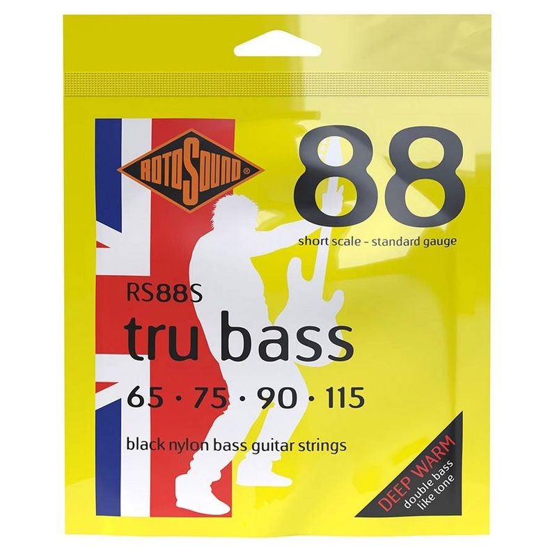 Rotosound RS88S Tru Bass 88 elbassträngar, svart nylon, flatwound 65–115, short scale
