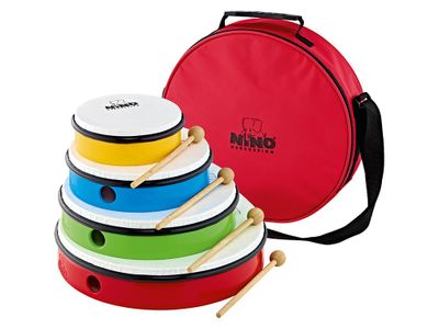 Nino Percussion NINOSET6 Slagverksset, 4 handtrummor, 6", 8", 10", 12" med väska
