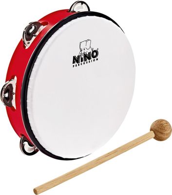 Nino Percussion NINO51R Tamburin med skinn, ABS 8", röd