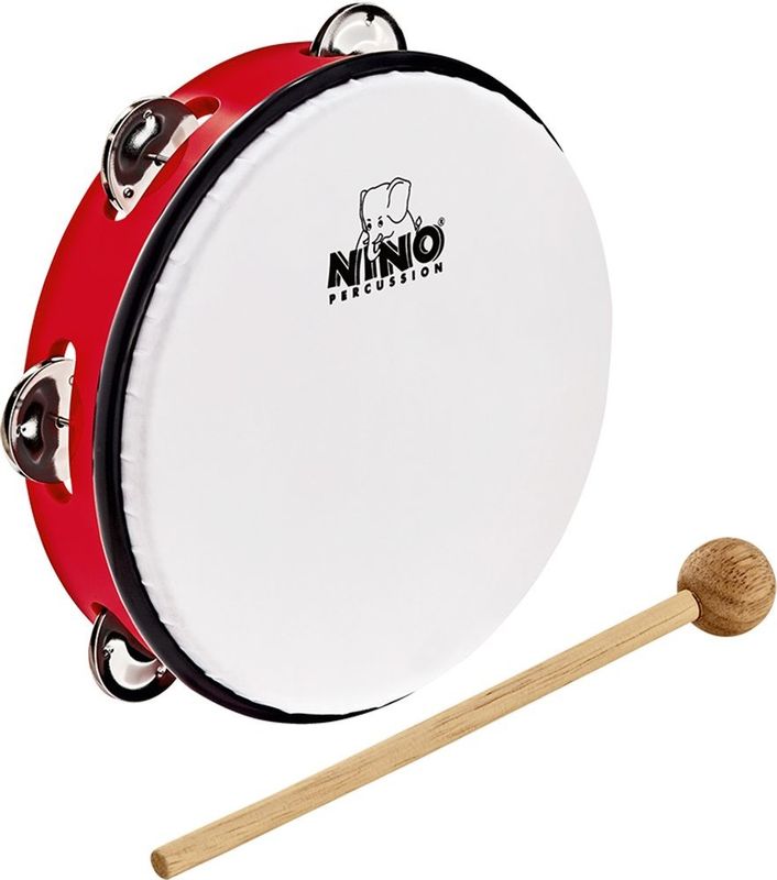 Nino Percussion NINO51R Tamburin med skinn, ABS 8", röd